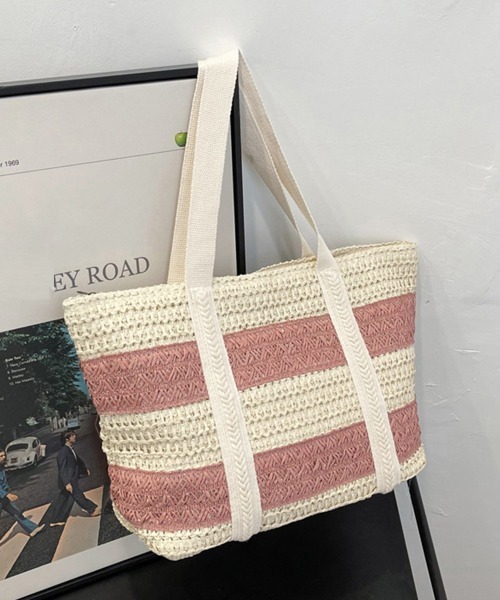 Miniministore(ミニミニストア)の「かごバッグ ナチュラル トートバッグ 夏(トートバッグ・レディース・ブルー/ネイビー/ベージュ/ピンク・FREE)」の15枚目の写真