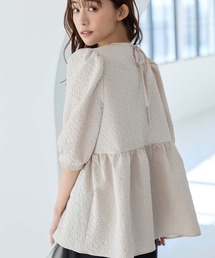 fifth | 【SAORIセレクト】ふくれジャガードギャザー五分袖ブラウス(シャツ/ブラウス)