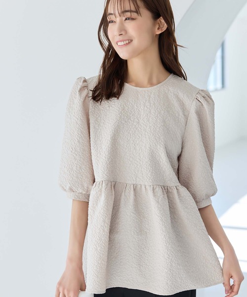 fifth（フィフス）の「ふくれジャガードギャザー五分袖ブラウス（シャツ/ブラウス・レディース・ピンク/ホワイト/ベージュ/ブラック・M）」の20枚目の写真