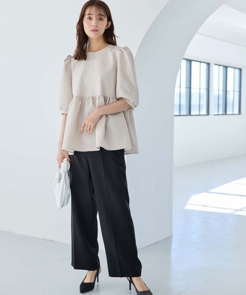 fifth（フィフス）の「ふくれジャガードギャザー五分袖ブラウス（シャツ/ブラウス・レディース・ピンク/ホワイト/ベージュ/ブラック・M）」の22枚目の写真