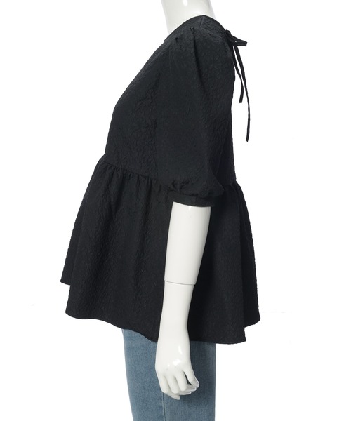 fifth（フィフス）の「ふくれジャガードギャザー五分袖ブラウス（シャツ/ブラウス・レディース・ピンク/ホワイト/ベージュ/ブラック・M）」の6枚目の写真