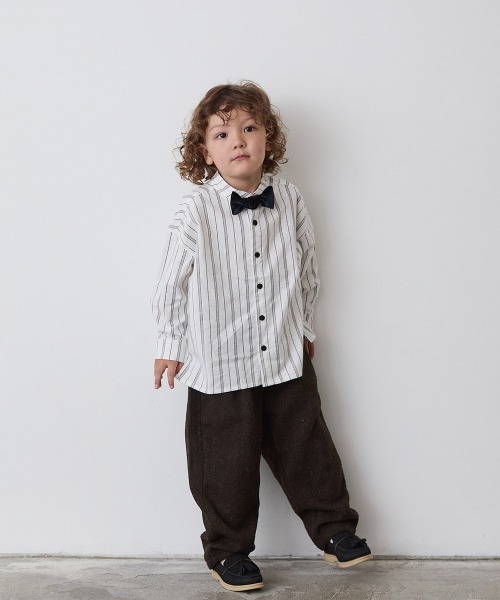 riziere（リジェール）の「ベルベット蝶ネクタイ（ボタン取り外しシャツ対応）（蝶ネクタイ・キッズ・ブラウン/ベージュ/チャコール・FREE）」の13枚目の写真