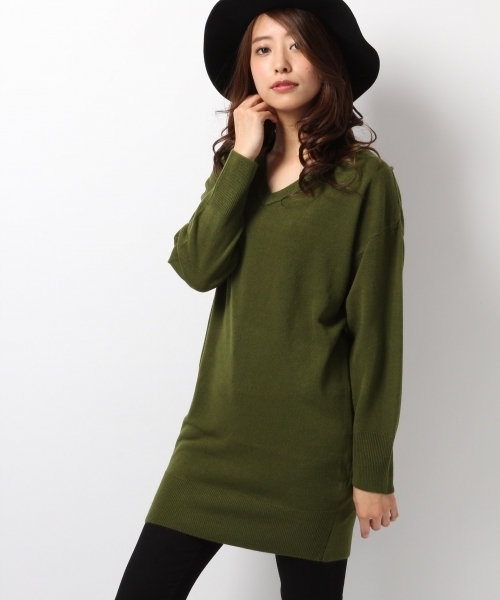 Heather（ヘザー）の「ベーシックボーイフレンドニット　568875（ニット/セーター・レディース・ブラック/カーキ/アイボリー/キャメル/ボルドー・FREE）」の4枚目の写真