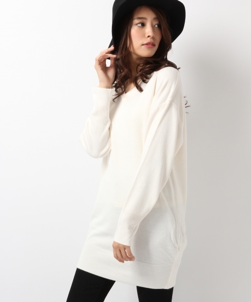 Heather（ヘザー）の「ベーシックボーイフレンドニット　568875（ニット/セーター・レディース・ブラック/カーキ/アイボリー/キャメル/ボルドー・FREE）」の2枚目の写真