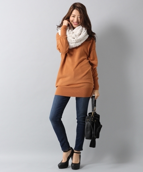 Heather（ヘザー）の「ベーシックボーイフレンドニット　568875（ニット/セーター・レディース・ブラック/カーキ/アイボリー/キャメル/ボルドー・FREE）」の15枚目の写真