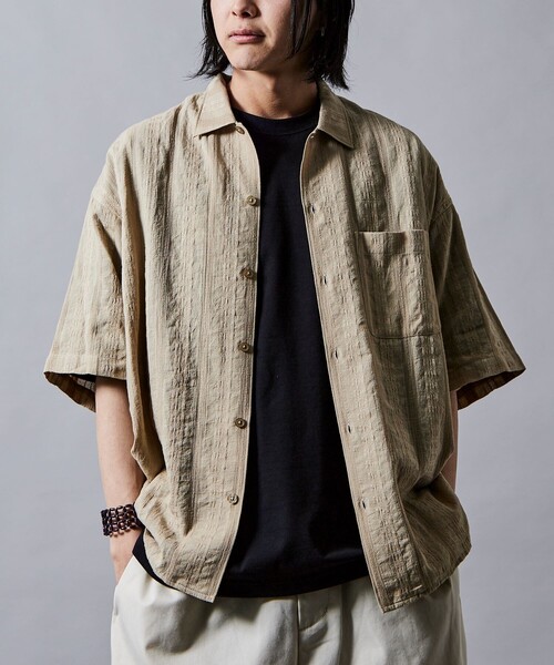 FREAK'S STORE(フリークスストア)の「限定展開 リラックスフィット 総柄 ジャガード オープンカラーシャツ(シャツ/ブラウス・メンズ・ホワイト/ブラウン/ベージュ/ブラック・SMALL/MEDIUM/LARGE)」の10枚目の写真