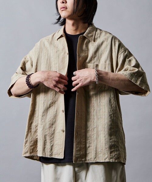 FREAK'S STORE(フリークスストア)の「限定展開 リラックスフィット 総柄 ジャガード オープンカラーシャツ(シャツ/ブラウス・メンズ・ホワイト/ブラウン/ベージュ/ブラック・SMALL/MEDIUM/LARGE)」の8枚目の写真