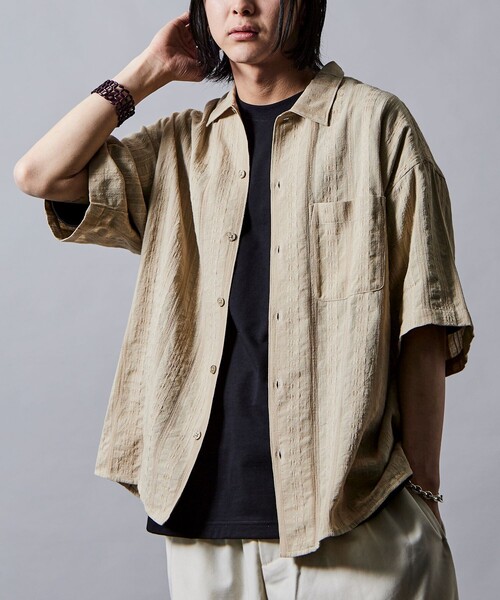 FREAK'S STORE(フリークスストア)の「限定展開 リラックスフィット 総柄 ジャガード オープンカラーシャツ(シャツ/ブラウス・メンズ・ホワイト/ブラウン/ベージュ/ブラック・SMALL/MEDIUM/LARGE)」の6枚目の写真