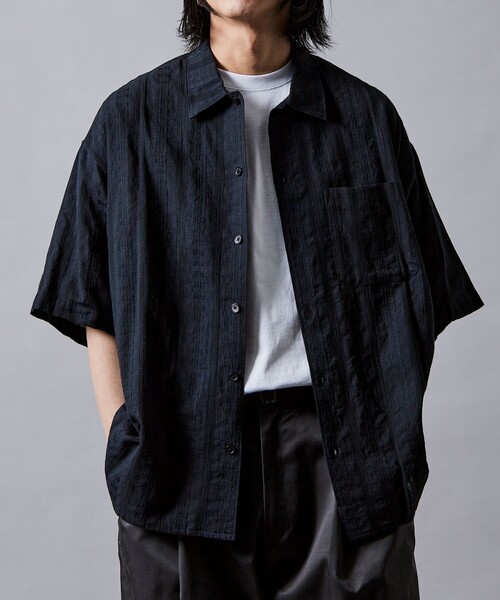 セール】限定展開 リラックスフィット 総柄 ジャガード オープンカラー