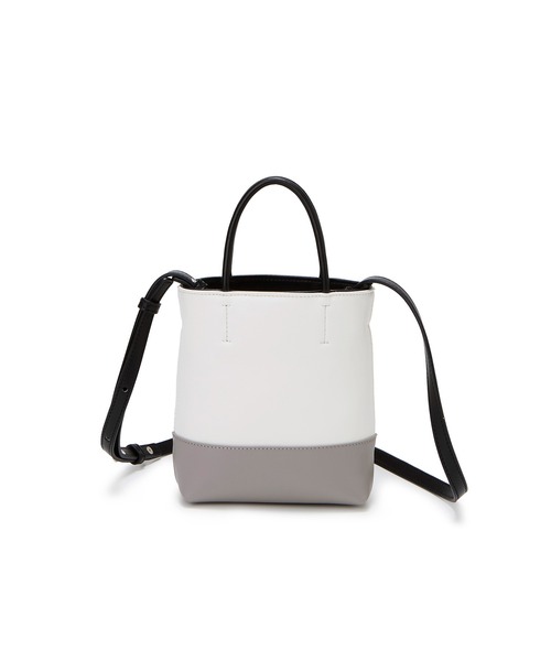 TOPKAPI COULEUR(トプカピクリュ)の「【TOPKAPI COULEUR】 バイカラー ミニ トート ショルダー バッグ(ショルダーバッグ・レディース・エメラルド/グレー/ベージュ・FREE)」の2枚目の写真