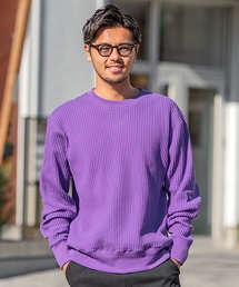 ワッフルニット」に該当するレディースのTシャツ/カットソー（パープル 