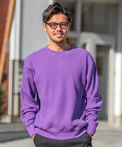 JEMORGAN（ジェーイーモーガン）の「『JEMORGAN LONG JOHNS/ジェーイーモーガンロングジョーンズ』ビッグシルエットビッグワッフルクルー長袖Tシャツ（Tシャツ/カットソー・メンズ・杢グレー/オフホワイト/ミント/サックスブルー/スモークピンク/ブラック/ブルー/ダークオレンジ/ブルーグリーン/チャコール/オートミール/ネイビー/パープル/オレンジ/グリーン/ブラウン・M/XL/L）」の13枚目の写真