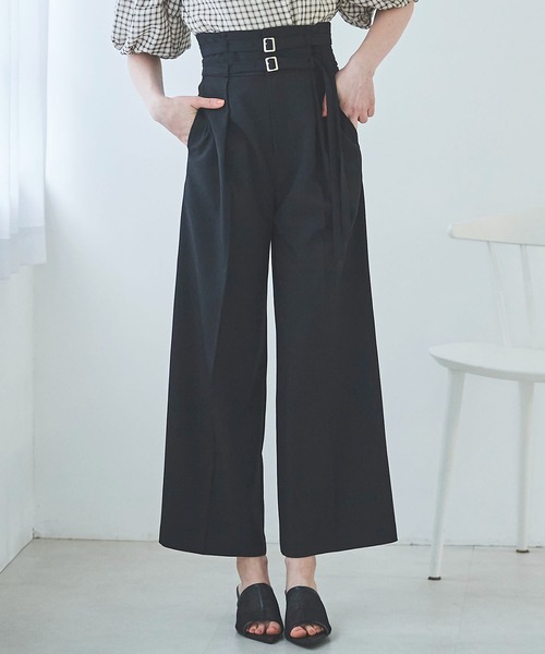 31 Sons de mode（トランテアン　ソン　ドゥ　モード）の「ダブルベルトワイドパンツ（その他パンツ・レディース・ブラック/ピンク/ベージュ・36/38）」の3枚目の写真