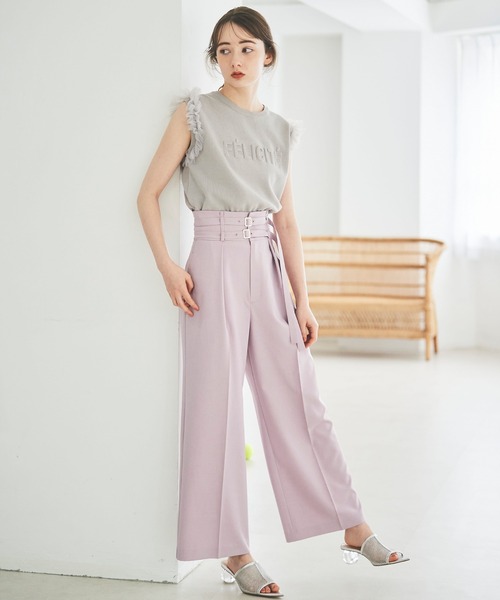 31 Sons de mode（トランテアン　ソン　ドゥ　モード）の「ダブルベルトワイドパンツ（その他パンツ・レディース・ブラック/ピンク/ベージュ・36/38）」の14枚目の写真