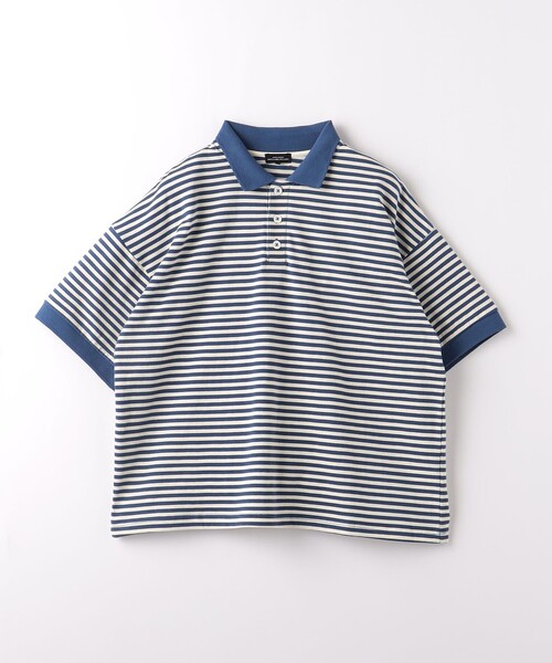 green label relaxing(グリーンレーベルリラクシング)の「TJ ボーダー ポロシャツ 140cm-160cm(ポロシャツ・キッズ・ネイビー/ケリー・160cm/140cm/150cm)」の2枚目の写真