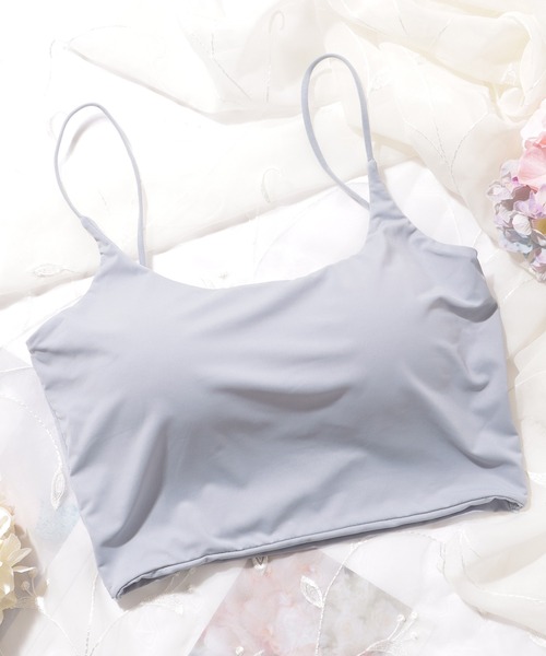 Lace Ladies(レースレディース)の「ソリッドカラー ミニマル クロップド カップ付き キャミソール(キャミソール・レディース・ブラック/アイボリー/ブルー/ホワイト・FREE)」の4枚目の写真