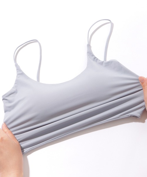 Lace Ladies(レースレディース)の「ソリッドカラー ミニマル クロップド カップ付き キャミソール(キャミソール・レディース・ブラック/アイボリー/ブルー/ホワイト・FREE)」の8枚目の写真