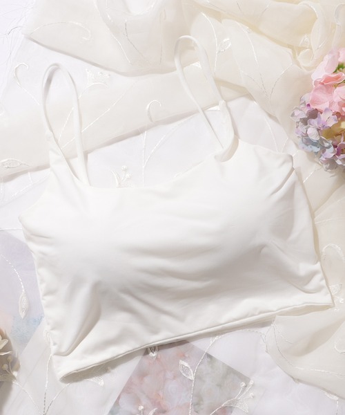 Lace Ladies(レースレディース)の「ソリッドカラー ミニマル クロップド カップ付き キャミソール(キャミソール・レディース・ブラック/アイボリー/ブルー/ホワイト・FREE)」の22枚目の写真
