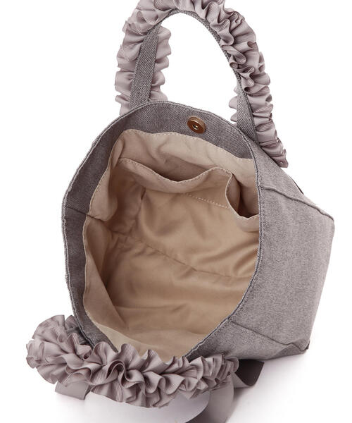 EDIT COLOGNE（エディットコロン）の「フリルリボントートバッグ（ショルダーバッグ・レディース・グレー/ブラウン/ベージュ/ブラック・ﾌﾘ-）」の12枚目の写真