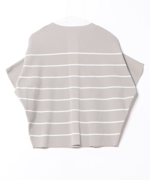 Settimissimo（セッティミッシモ）の「アップスリーブ バックロゴ ボーダー 半袖ニット（Tシャツ/カットソー・レディース・オフホワイト/グレー・FREE）」の3枚目の写真