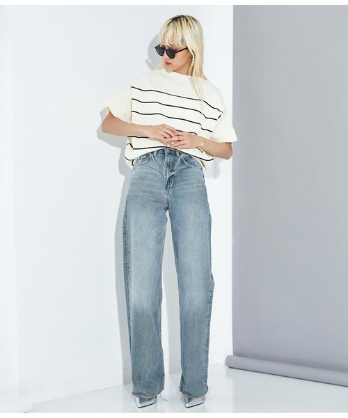 Settimissimo（セッティミッシモ）の「アップスリーブ バックロゴ ボーダー 半袖ニット（Tシャツ/カットソー・レディース・オフホワイト/グレー・FREE）」の17枚目の写真