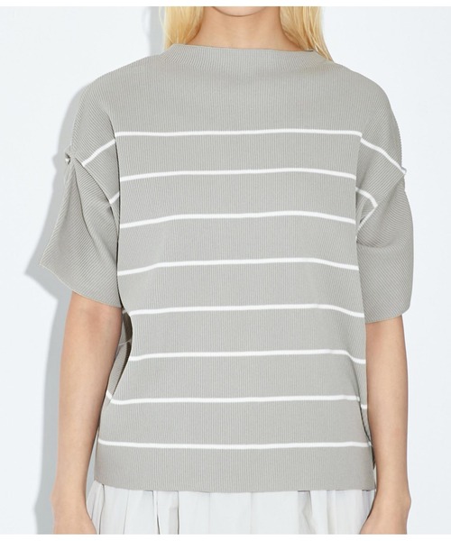 Settimissimo（セッティミッシモ）の「アップスリーブ バックロゴ ボーダー 半袖ニット（Tシャツ/カットソー・レディース・オフホワイト/グレー・FREE）」の7枚目の写真