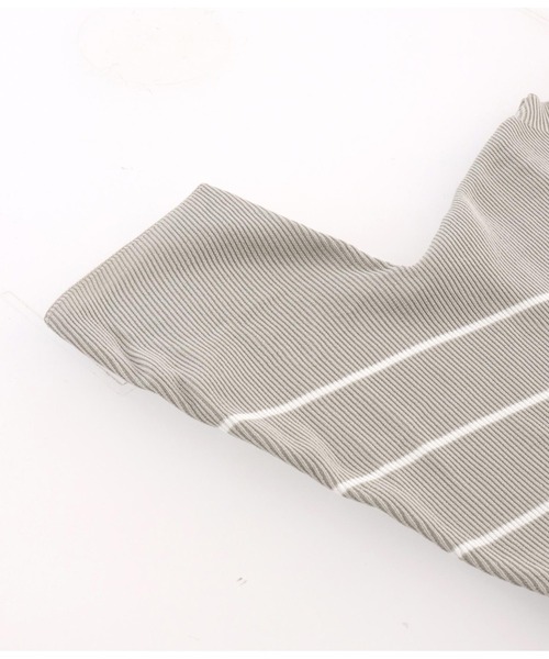 Settimissimo（セッティミッシモ）の「アップスリーブ バックロゴ ボーダー 半袖ニット（Tシャツ/カットソー・レディース・オフホワイト/グレー・FREE）」の10枚目の写真