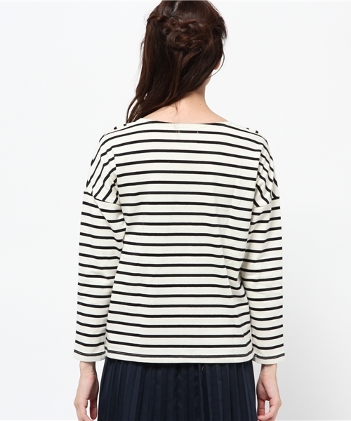 earth music&ecology（アースミュージックアンドエコロジー）の「ボーダードロップスリーブカットプルオーバー（Tシャツ/カットソー・レディース・アイボリー/キャメル/レッド/グリーン・FREE）」の7枚目の写真