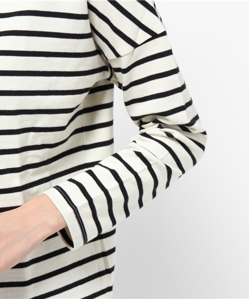 earth music&ecology（アースミュージックアンドエコロジー）の「ボーダードロップスリーブカットプルオーバー（Tシャツ/カットソー・レディース・アイボリー/キャメル/レッド/グリーン・FREE）」の9枚目の写真