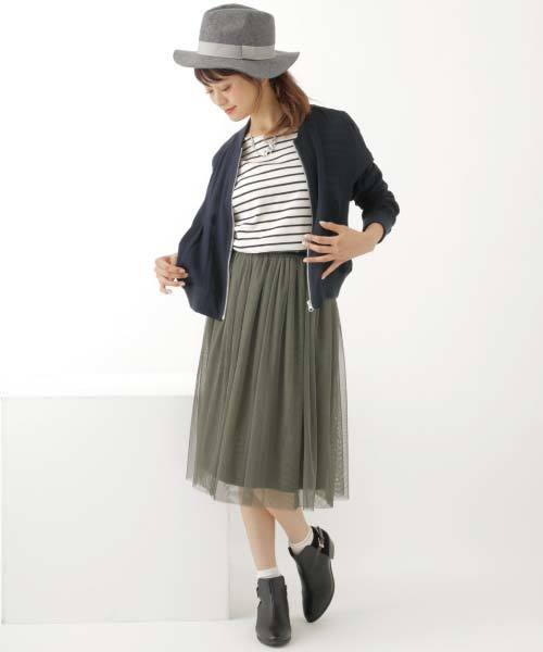 earth music&ecology（アースミュージックアンドエコロジー）の「ボーダードロップスリーブカットプルオーバー（Tシャツ/カットソー・レディース・アイボリー/キャメル/レッド/グリーン・FREE）」の13枚目の写真