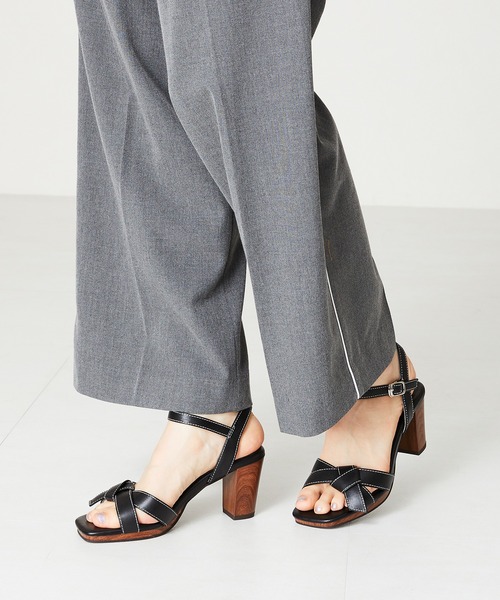 ORiental TRaffic（オリエンタルトラフィック）の「ウッドヒールリボンサンダル/41221（サンダル・レディース・キャメル/ホワイト/ブラック・SS/S/M/L/LL/3L）」の5枚目の写真