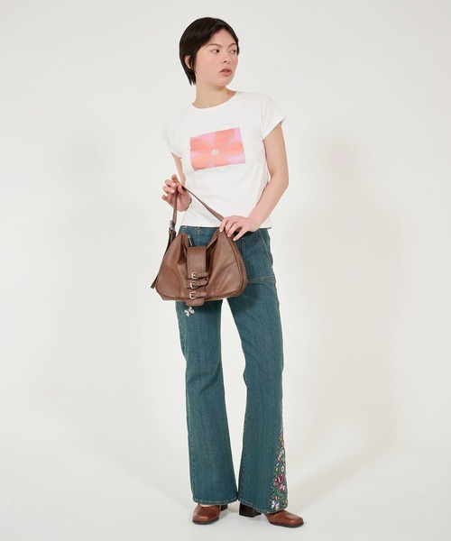 TINA:JOJUN(ティーナジョジュン)の「プリント リブラグランTシャツ TINA:JOJUN(Tシャツ/カットソー・レディース・ホワイト/ネイビー・M)」の11枚目の写真