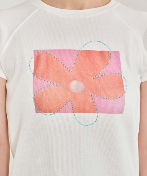 TINA:JOJUN(ティーナジョジュン)の「プリント リブラグランTシャツ TINA:JOJUN(Tシャツ/カットソー・レディース・ホワイト/ネイビー・M)」の9枚目の写真