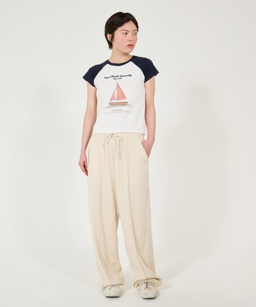 TINA:JOJUN(ティーナジョジュン)の「プリント リブラグランTシャツ TINA:JOJUN(Tシャツ/カットソー・レディース・ホワイト/ネイビー・M)」の17枚目の写真