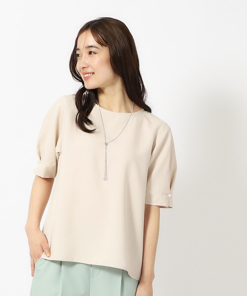 DRESKIP（ドレスキップ）の「◆【洗える/セットアップ可】麻調お袖パール調ボタン付ブラウス（シャツ/ブラウス・レディース・カーキ/ベージュ/ライトブルー/ネイビー・02/03/04）」の9枚目の写真