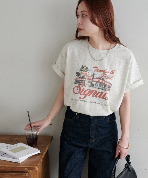 DISCOAT(ディスコート)の「【WEB限定】サマースーベニアプリントTシャツ(Tシャツ/カットソー・レディース・チャコールグレー/オフホワイト/ベージュ・FREE)」の9枚目の写真