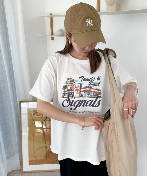 DISCOAT(ディスコート)の「【WEB限定】サマースーベニアプリントTシャツ(Tシャツ/カットソー・レディース・チャコールグレー/オフホワイト/ベージュ・FREE)」の21枚目の写真