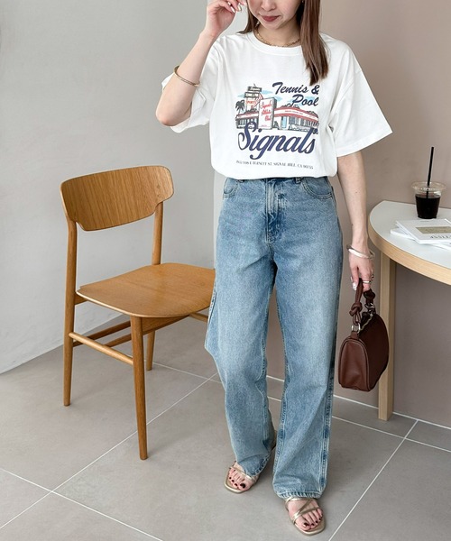 DISCOAT(ディスコート)の「【WEB限定】サマースーベニアプリントTシャツ(Tシャツ/カットソー・レディース・チャコールグレー/オフホワイト/ベージュ・FREE)」の12枚目の写真