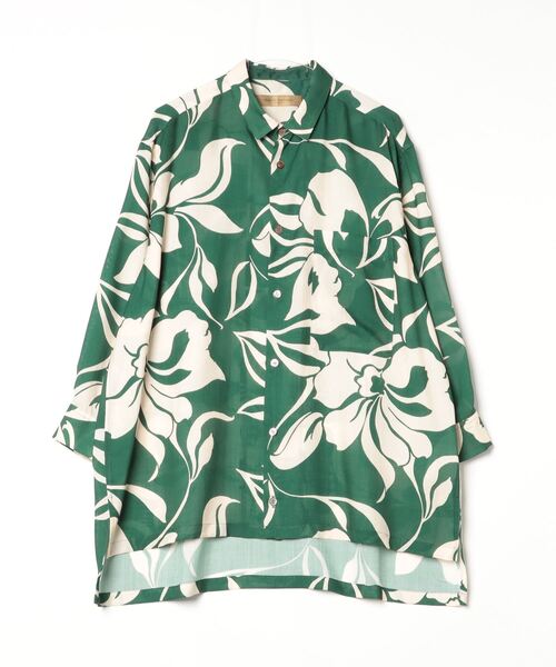 ROBES&CONFECTIONS(ローブスコンフェクションズ)の「Robes & Confections/ローブス&コンフェクションズ/Tahitian Floral Shark Skin Baggy Shirt(シャツ/ブラウス・レディース・ブラック/モスグリーン/ワイン・1/3)」の7枚目の写真