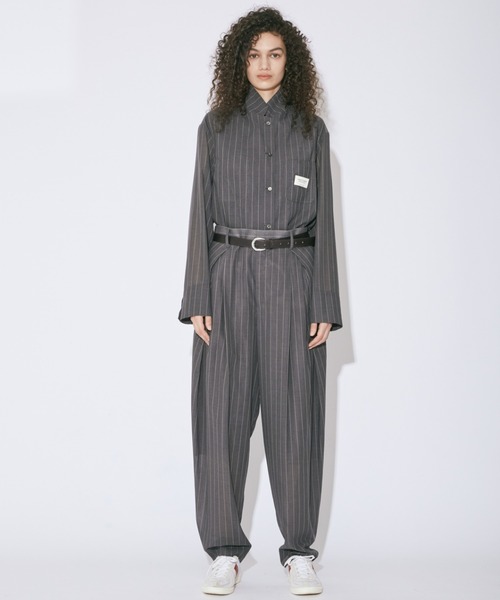 beautiful people（ビューティフルピープル）の「wool silk stripe     shirt jacket（テーラードジャケット・レディース・グレー・38/36）」の3枚目の写真