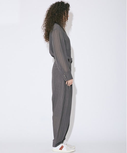 beautiful people（ビューティフルピープル）の「wool silk stripe     shirt jacket（テーラードジャケット・レディース・グレー・38/36）」の4枚目の写真