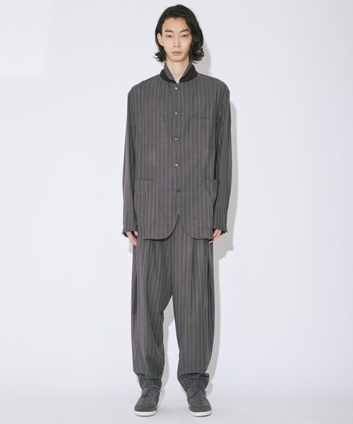 beautiful people（ビューティフルピープル）の「wool silk stripe     shirt jacket（テーラードジャケット・レディース・グレー・38/36）」の6枚目の写真