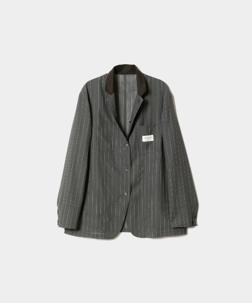 beautiful people（ビューティフルピープル）の「wool silk stripe     shirt jacket（テーラードジャケット・レディース・グレー・38/36）」の9枚目の写真