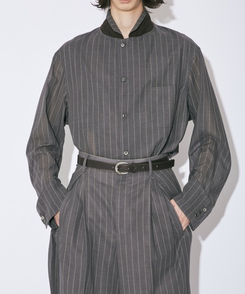 beautiful people（ビューティフルピープル）の「wool silk stripe     shirt jacket（テーラードジャケット・レディース・グレー・38/36）」の12枚目の写真