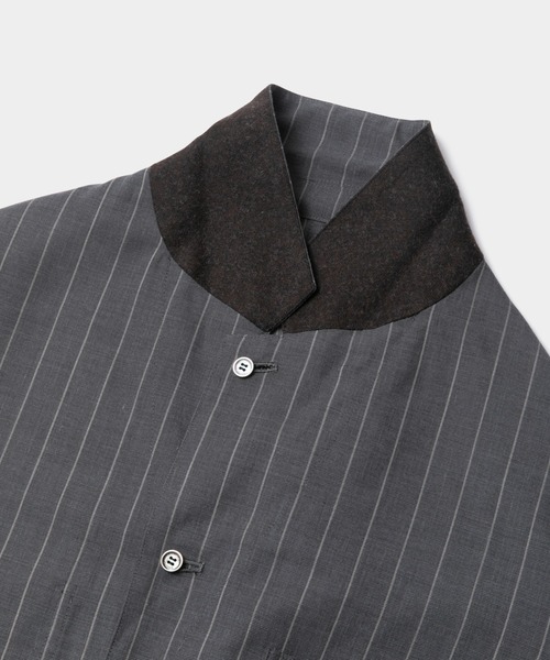 beautiful people（ビューティフルピープル）の「wool silk stripe     shirt jacket（テーラードジャケット・レディース・グレー・38/36）」の13枚目の写真