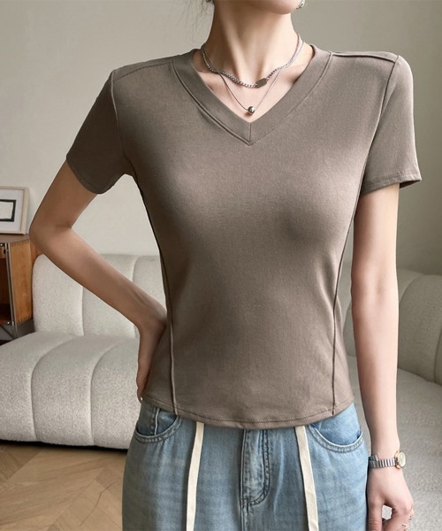 tシャツ 切り替えVネックTシャツ レディース 楽天市場】Tシャツ レディース 春夏新作 40代 半袖 ニット