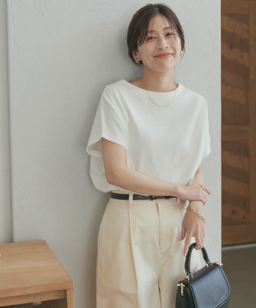 URBAN RESEARCH DOORS（アーバンリサーチドアーズ）の「『UR TECH ひやサラクール』ドライコットンボートネックプルオーバー（Tシャツ/カットソー・レディース・ピンク/ネイビー/ブルー/オフホワイト/グレー系その他/マスタード/グリーン・MEDIUM）」の20枚目の写真