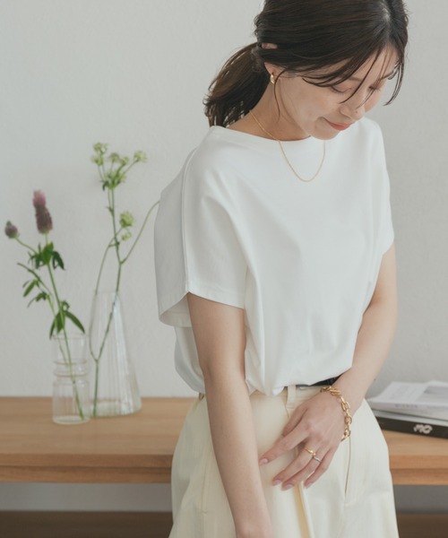 URBAN RESEARCH DOORS（アーバンリサーチドアーズ）の「『UR TECH ひやサラクール』ドライコットンボートネックプルオーバー（Tシャツ/カットソー・レディース・ピンク/ネイビー/ブルー/オフホワイト/グレー系その他/マスタード/グリーン・MEDIUM）」の19枚目の写真