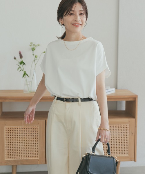 URBAN RESEARCH DOORS（アーバンリサーチドアーズ）の「『UR TECH ひやサラクール』ドライコットンボートネックプルオーバー（Tシャツ/カットソー・レディース・ピンク/ネイビー/ブルー/オフホワイト/グレー系その他/マスタード/グリーン・MEDIUM）」の18枚目の写真