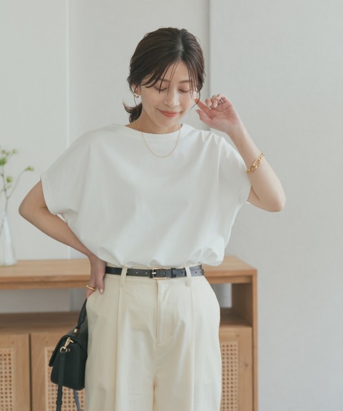 URBAN RESEARCH DOORS（アーバンリサーチドアーズ）の「『UR TECH ひやサラクール』ドライコットンボートネックプルオーバー（Tシャツ/カットソー・レディース・ピンク/ネイビー/ブルー/オフホワイト/グレー系その他/マスタード/グリーン・MEDIUM）」の17枚目の写真